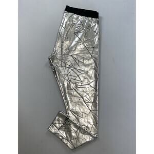 Adidas Neo Metallic Silver Textured Constellation Print Athletic Leggings. M.